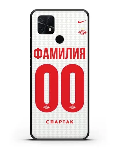 Именной чехол ФК Спартак Москва с фамилией и номером (сезон 2019-2020) белая форма силиконовый для Xiaomi Poco C40
