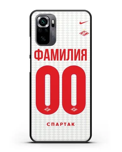 Именной чехол ФК Спартак Москва с фамилией и номером (сезон 2019-2020) белая форма силиконовый для Xiaomi Poco M5s