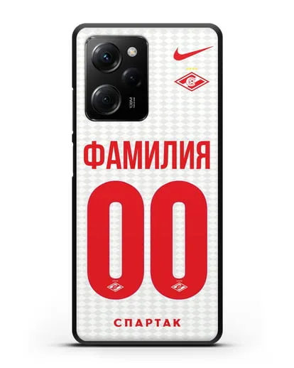 Именной чехол ФК Спартак Москва с фамилией и номером (сезон 2019-2020) белая форма силиконовый для Xiaomi Poco X5 Pro