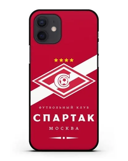 Чехол с логотипом ФК Спартак Москва с красным фоном силиконовый для iPhone 12