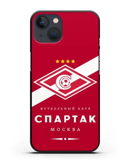 Чехол с логотипом ФК Спартак Москва с красным фоном силиконовый для iPhone 13