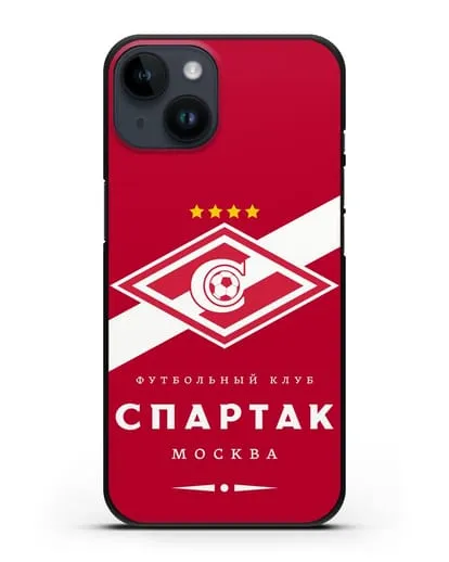 Чехол с логотипом ФК Спартак Москва с красным фоном силиконовый для iPhone 14