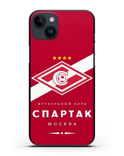 Чехол с логотипом ФК Спартак Москва с красным фоном силиконовый для iPhone 14 Plus