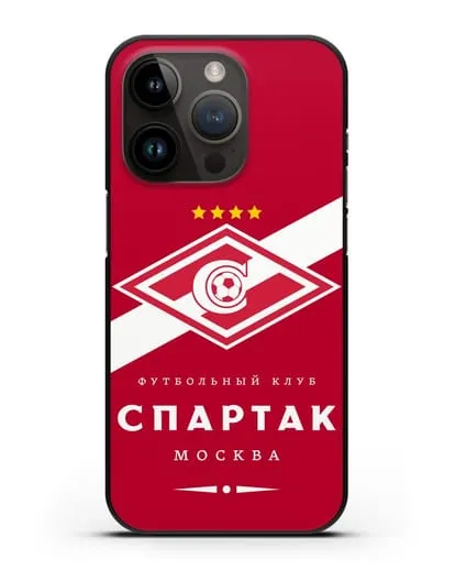 Чехол с логотипом ФК Спартак Москва с красным фоном силиконовый для iPhone 14 Pro