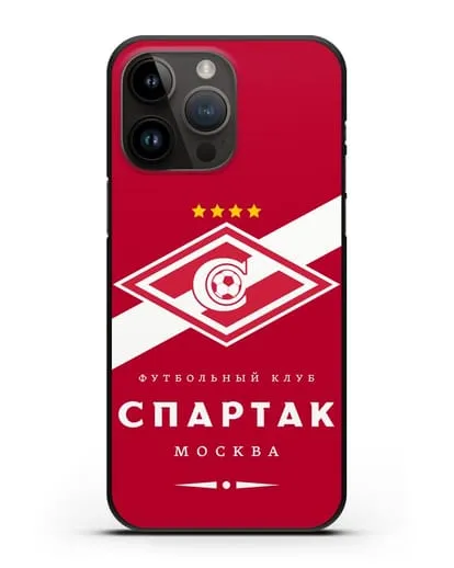 Чехол с логотипом ФК Спартак Москва с красным фоном силиконовый для iPhone 14 Pro Max