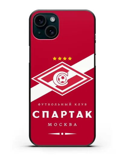 Чехол с логотипом ФК Спартак Москва с красным фоном силиконовый для iPhone 15 Plus