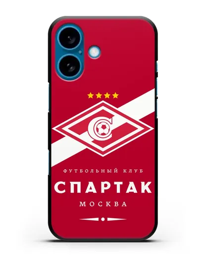 Чехол с логотипом ФК Спартак Москва с красным фоном силиконовый для iPhone 16