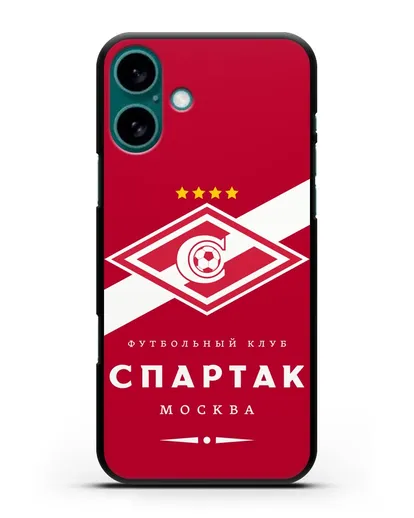 Чехол с логотипом ФК Спартак Москва с красным фоном силиконовый для iPhone 16 Plus