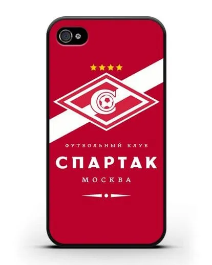 Чехол с логотипом ФК Спартак Москва с красным фоном силиконовый для iPhone 4/4s