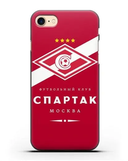 Чехол с логотипом ФК Спартак Москва с красным фоном силиконовый для iPhone 7