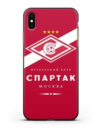 Чехол с логотипом ФК Спартак Москва с красным фоном силиконовый для iPhone XS Max