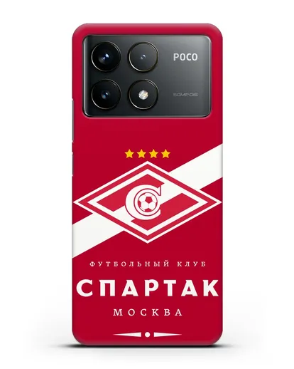 Чехол с логотипом ФК Спартак Москва с красным фоном силиконовый для Xiaomi Poco F6 Pro