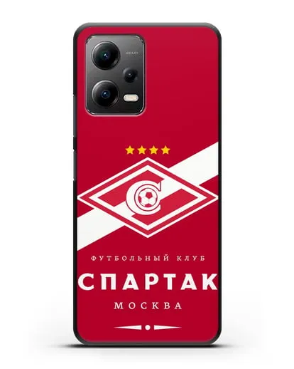 Чехол с логотипом ФК Спартак Москва с красным фоном силиконовый для Xiaomi Poco X5