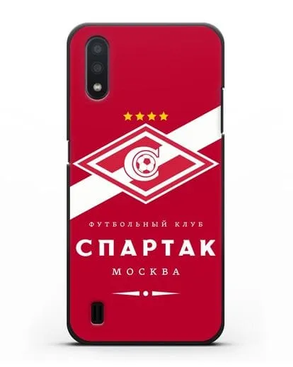 Чехол с логотипом ФК Спартак Москва с красным фоном силиконовый для Samsung Galaxy A01 [SM-A015F]