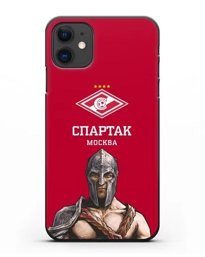 Чехол ФК Спартак Москва Гладиатор с красным фоном силиконовый для iPhone 11