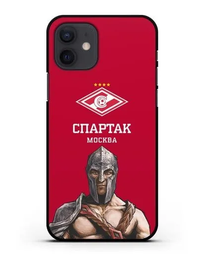 Чехол ФК Спартак Москва Гладиатор с красным фоном силиконовый для iPhone 12