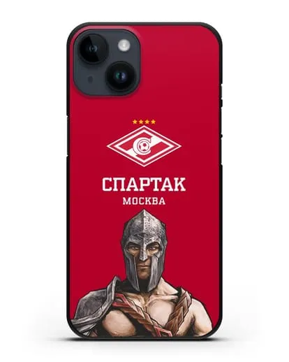 Чехол ФК Спартак Москва Гладиатор с красным фоном силиконовый для iPhone 14