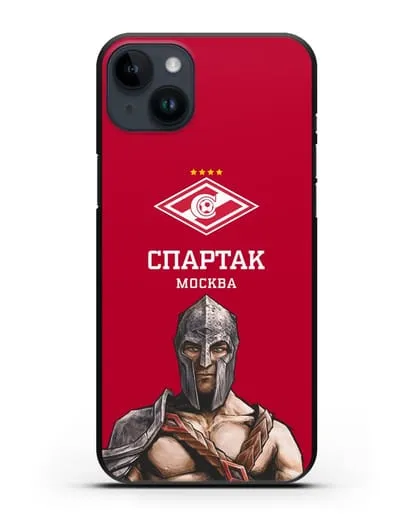 Чехол ФК Спартак Москва Гладиатор с красным фоном силиконовый для iPhone 14 Plus