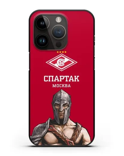 Чехол ФК Спартак Москва Гладиатор с красным фоном силиконовый для iPhone 14 Pro