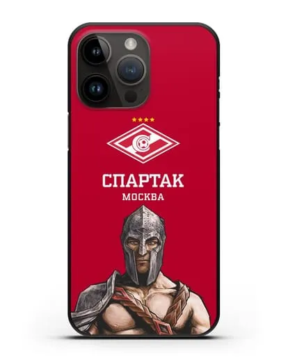 Чехол ФК Спартак Москва Гладиатор с красным фоном силиконовый для iPhone 14 Pro Max