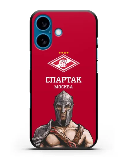 Чехол ФК Спартак Москва Гладиатор с красным фоном силиконовый для iPhone 16