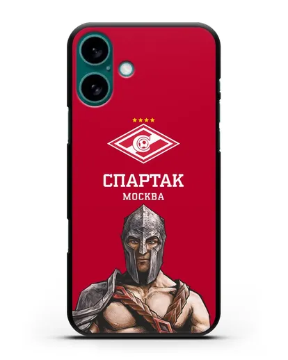 Чехол ФК Спартак Москва Гладиатор с красным фоном силиконовый для iPhone 16 Plus