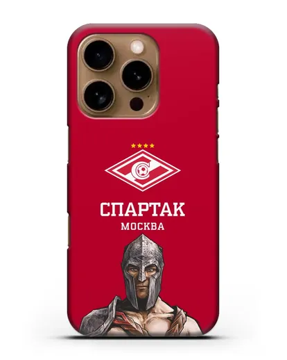 Чехол ФК Спартак Москва Гладиатор с красным фоном силиконовый для iPhone 16 Pro
