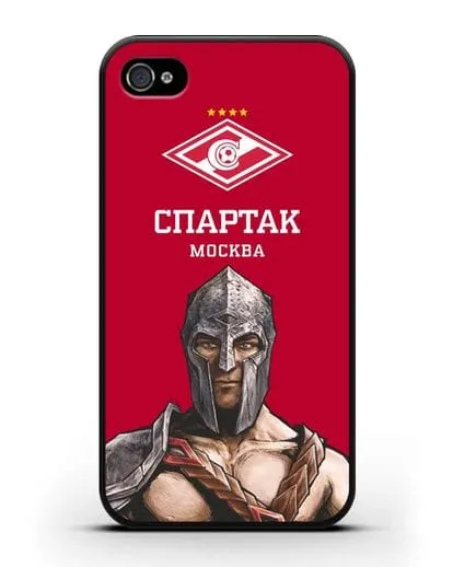 Чехол ФК Спартак Москва Гладиатор с красным фоном силиконовый для iPhone 4/4s