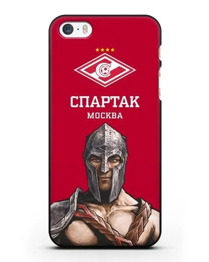 Чехол ФК Спартак Москва Гладиатор с красным фоном силиконовый для iPhone 5/5s/SE