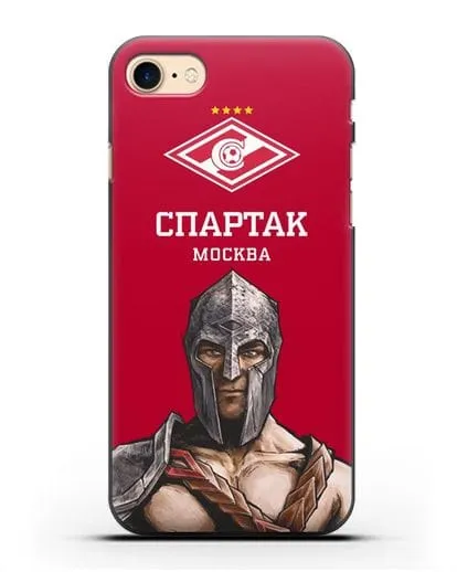 Чехол ФК Спартак Москва Гладиатор с красным фоном силиконовый для iPhone 7
