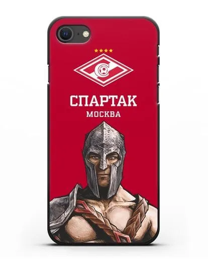 Чехол ФК Спартак Москва Гладиатор с красным фоном силиконовый для iPhone SE 2020