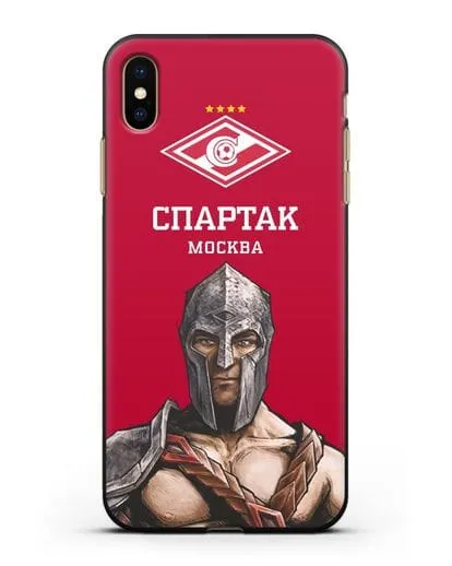 Чехол ФК Спартак Москва Гладиатор с красным фоном силиконовый для iPhone XS Max