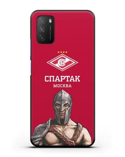 Чехол ФК Спартак Москва Гладиатор с красным фоном силиконовый для Xiaomi Poco M3