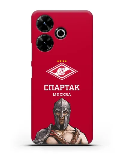Чехол ФК Спартак Москва Гладиатор с красным фоном силиконовый для Xiaomi Poco M6