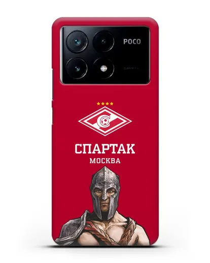 Чехол ФК Спартак Москва Гладиатор с красным фоном силиконовый для Xiaomi Poco X6 Pro