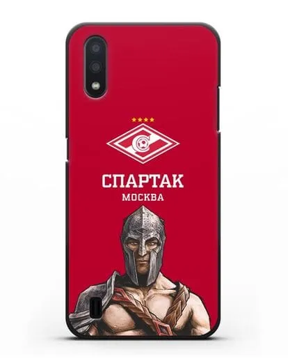 Чехол ФК Спартак Москва Гладиатор с красным фоном силиконовый для Samsung Galaxy A01 [SM-A015F]
