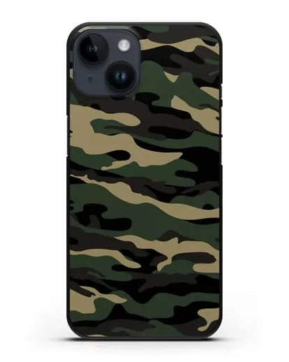 Чехол с армейским рисунком камуфляж вудланд силиконовый для iPhone 14
