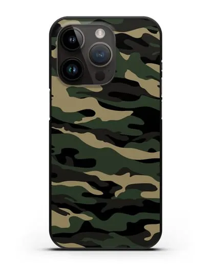 Чехол с армейским рисунком камуфляж вудланд силиконовый для iPhone 14 Pro