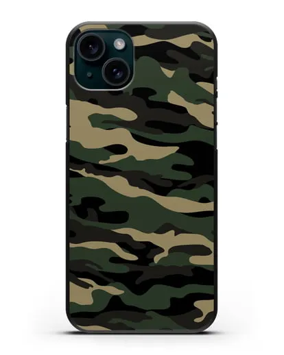 Чехол с армейским рисунком камуфляж вудланд силиконовый для iPhone 15 Plus