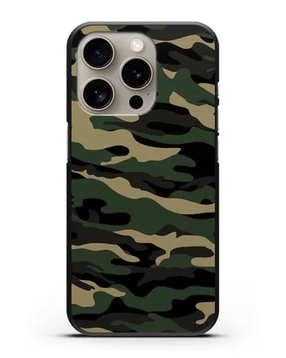 Чехол с армейским рисунком камуфляж вудланд силиконовый для iPhone 15 Pro
