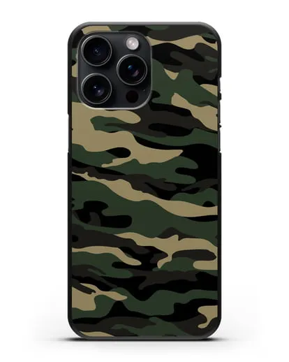 Чехол с армейским рисунком камуфляж вудланд силиконовый для iPhone 15 Pro Max