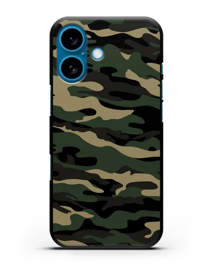 Чехол с армейским рисунком камуфляж вудланд силиконовый для iPhone 16