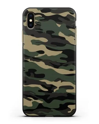 Чехол с армейским рисунком камуфляж вудланд силиконовый для iPhone XS Max