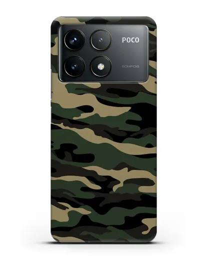 Чехол с армейским рисунком камуфляж вудланд силиконовый для Xiaomi Poco F6 Pro