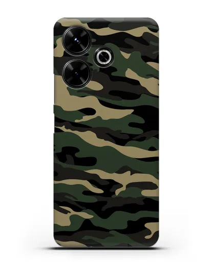 Чехол с армейским рисунком камуфляж вудланд силиконовый для Xiaomi Poco M6