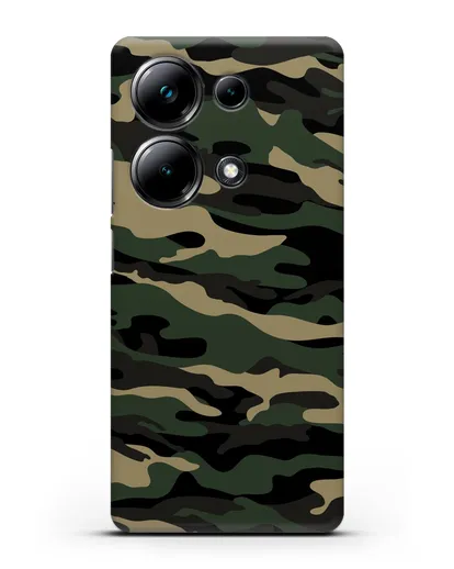 Чехол с армейским рисунком камуфляж вудланд силиконовый для Xiaomi Poco M6 Pro