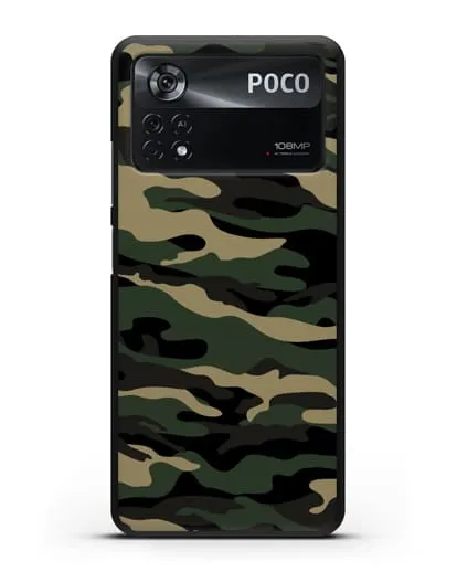 Чехол с армейским рисунком камуфляж вудланд силиконовый для Xiaomi Poco X4 Pro