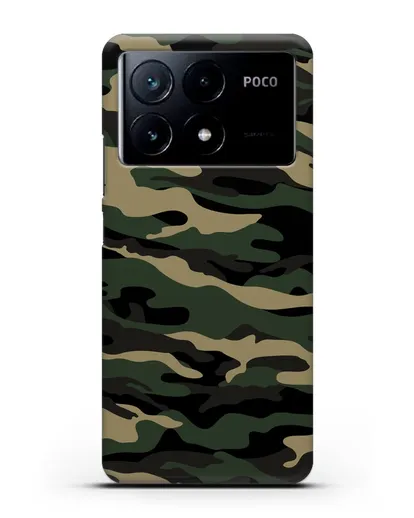 Чехол с армейским рисунком камуфляж вудланд силиконовый для Xiaomi Poco X6 Pro