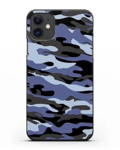 Чехол с рисунком камуфляж синий силиконовый для iPhone 11