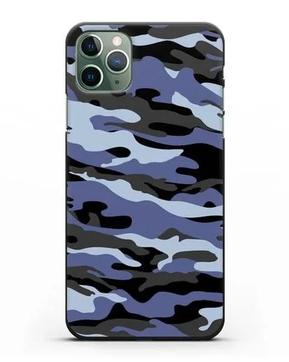Чехол с рисунком камуфляж синий силиконовый для iPhone 11 Pro Max